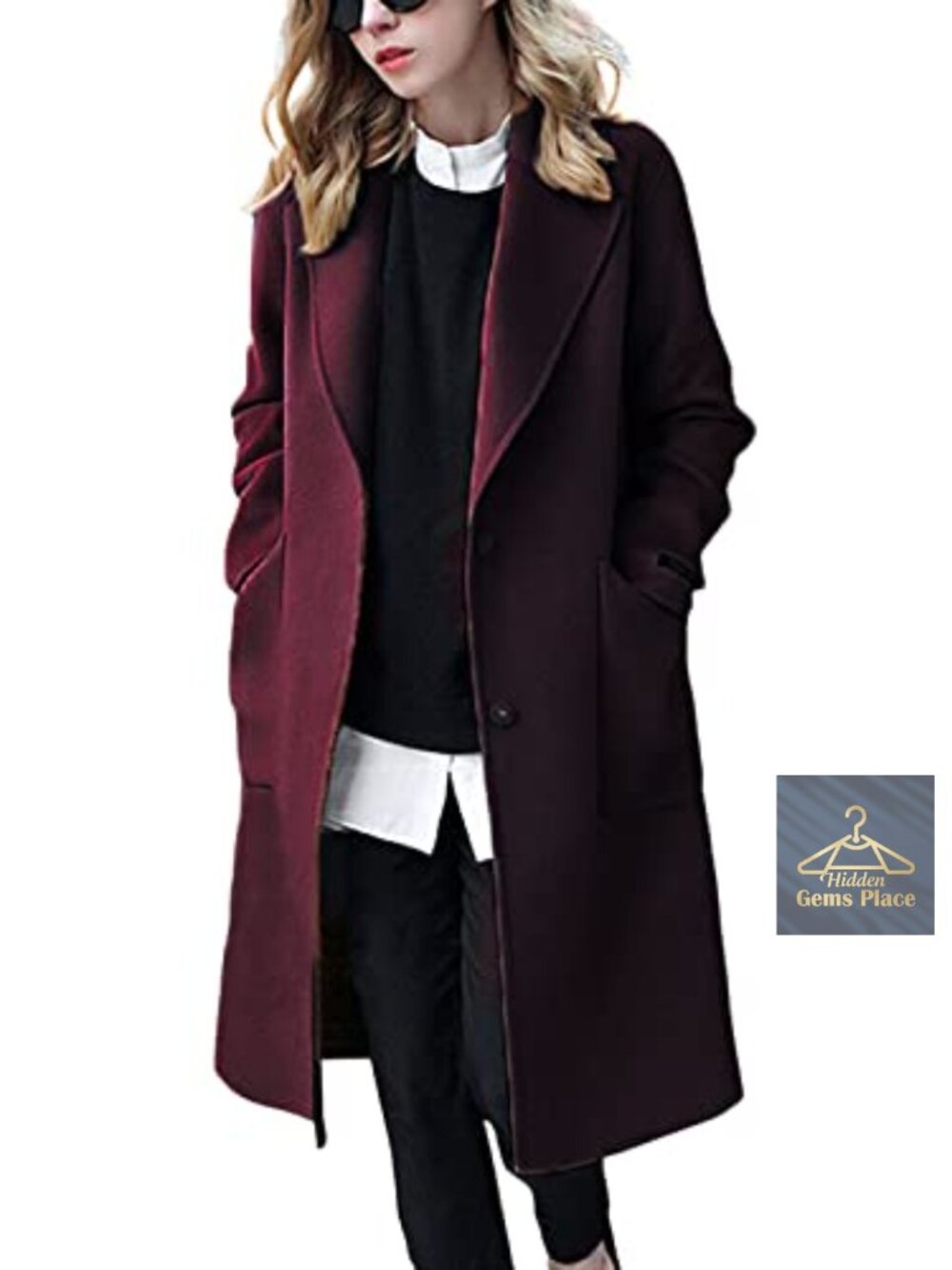 Women's Winter Wool Blend Long Pea Coat Office Single Breasted Overcoat